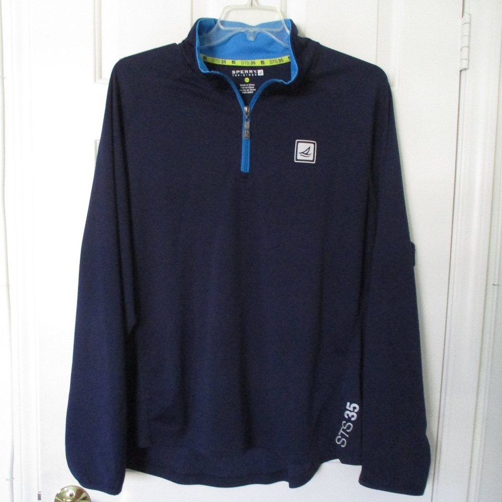 Sperry Top-Sider STS35 Mens L/S Blue 1/4 Zip Lightweight Active Top NWOT - XXL